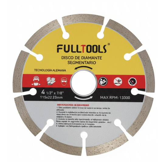 Disco Diamantado Segmentario Marca Fulltools Coltools 4 1/2