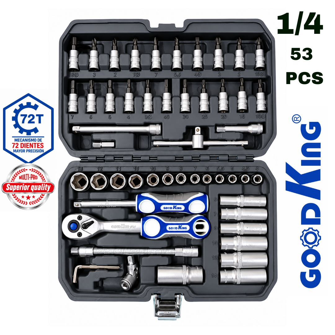 Juego de Ratchet Good King 1/4 x 53 Piezas REF 28021