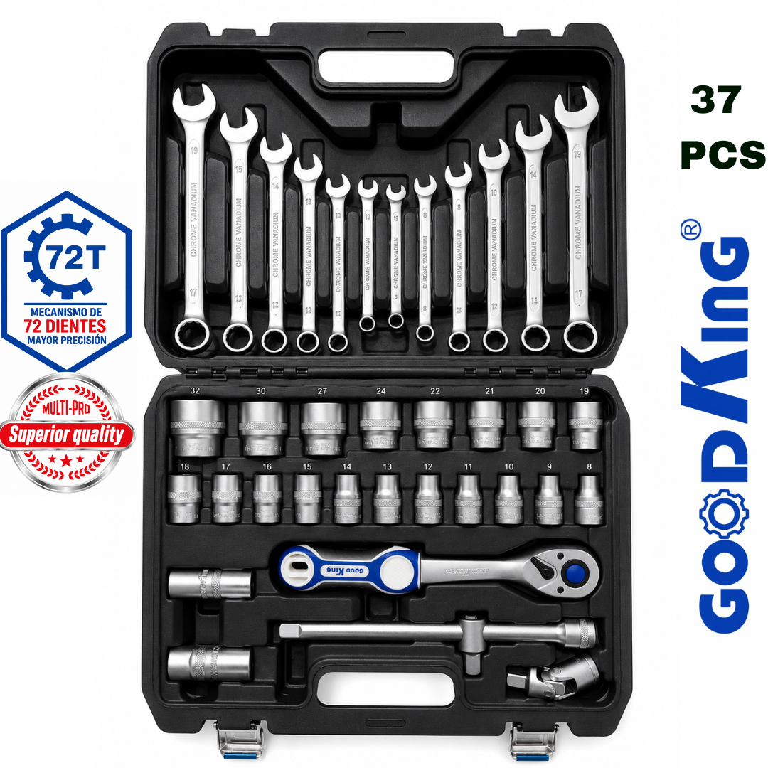 Juego de Ratchet Good King Herramientas x 37 Piezas Para Trabajo Pesado