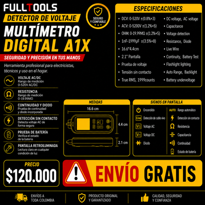 Multímetro Inteligente Autorango Con Detector de Fase Fulltools Coltools Precio Mayorista