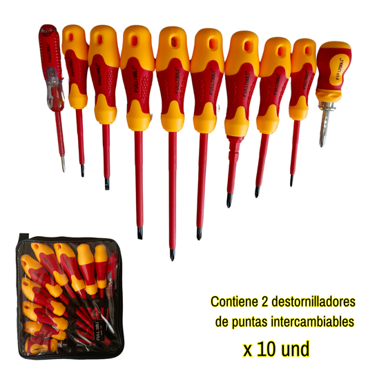 Destornillador Dieléctrico x 10 Piezas