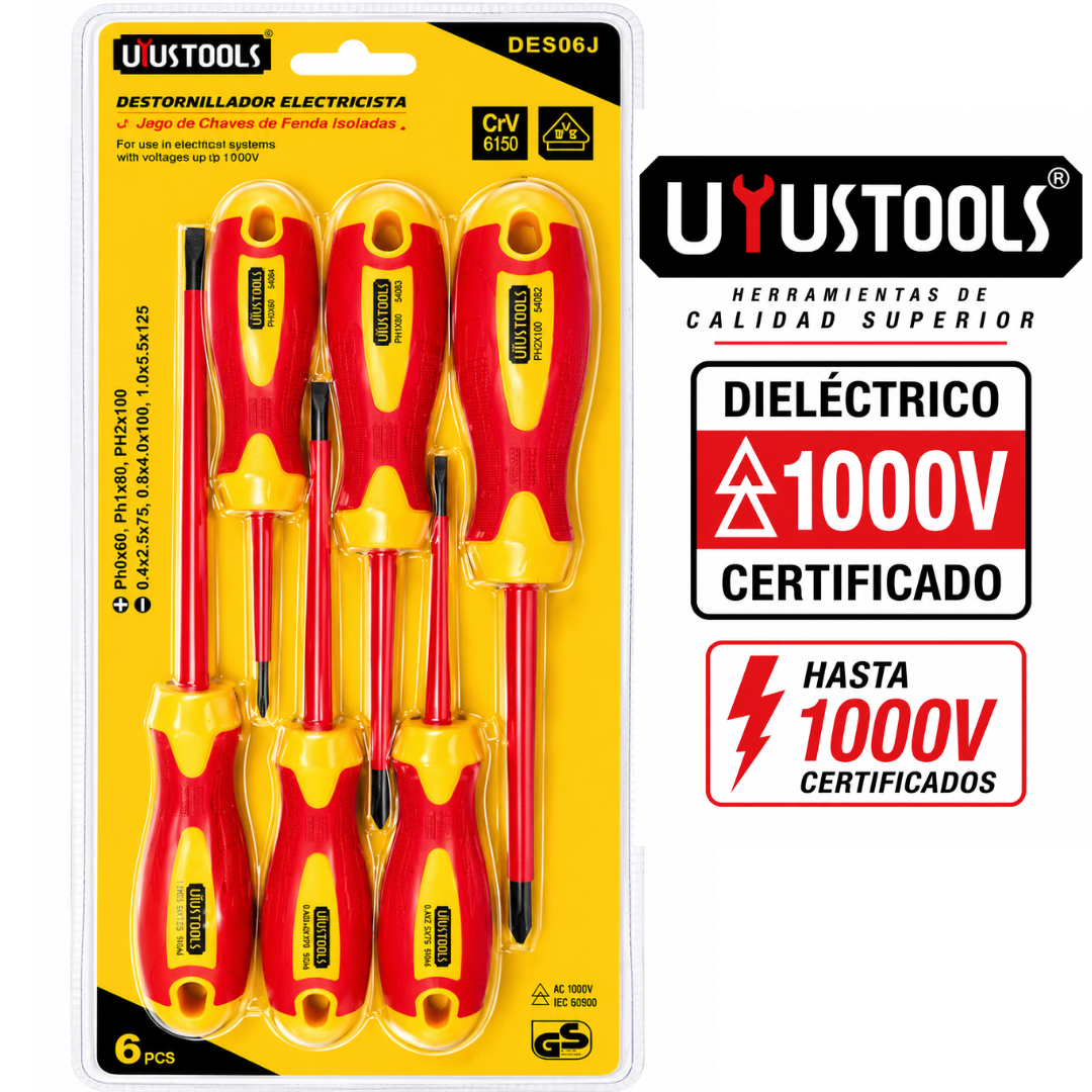 Destornillador  Dieléctrico Uyustools  Certificadas Hasta 1000 V