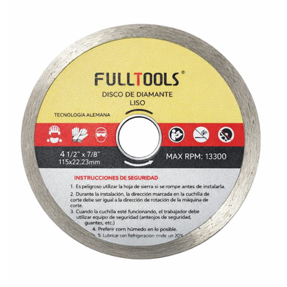 Disco Diamantado  Liso Fulltools  Coltools 4 1/2