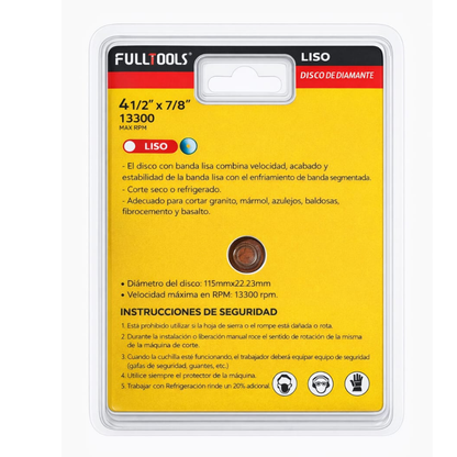 Disco Diamantado  Liso Fulltools  Coltools 4 1/2