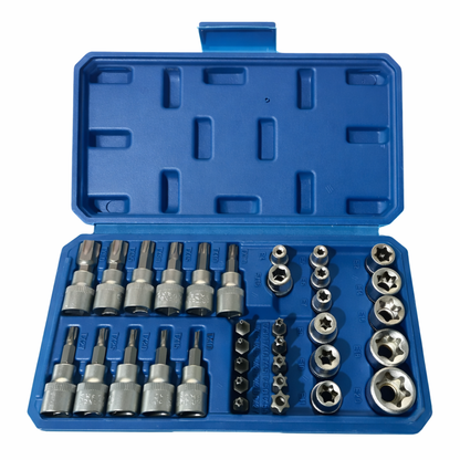 Juego De Copas Y Puntas Torx 34 Piezas Para Ratchet 3/8 Y 1/4