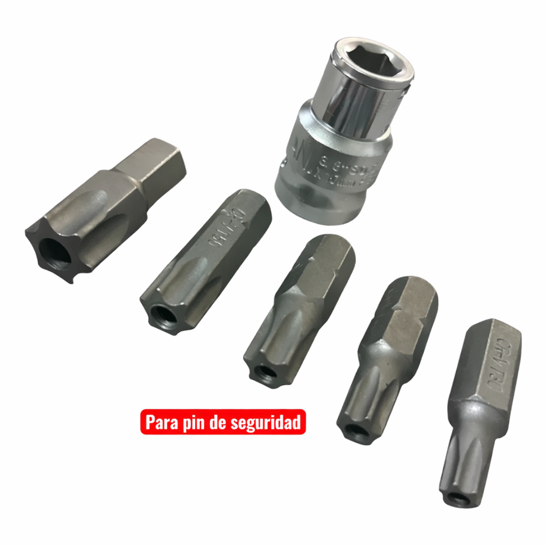 Juego De Copas Y Puntas Torx 34 Piezas Para Ratchet 3/8 Y 1/4
