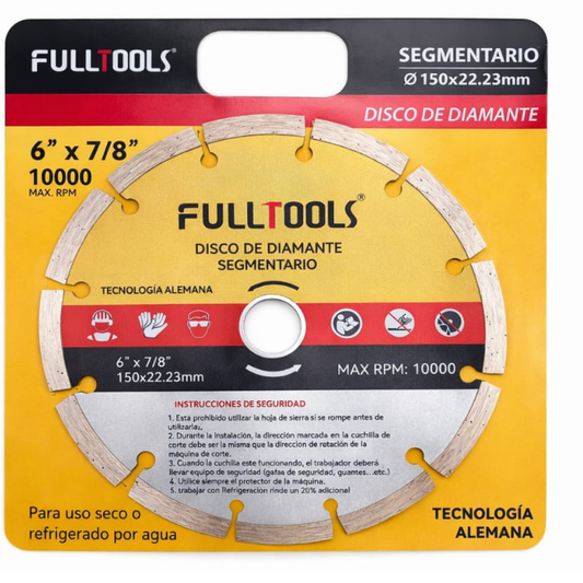 Disco 6" Diamantado Segmentario Marca Fulltools  Coltools