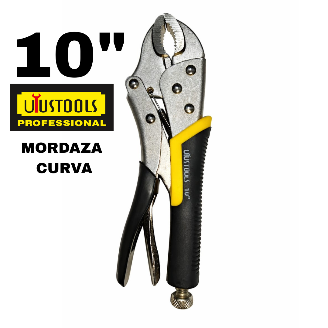 Hombresolo o Alicate de Presión  Mordaza Curva 10" Mango Encauchado Uyustools