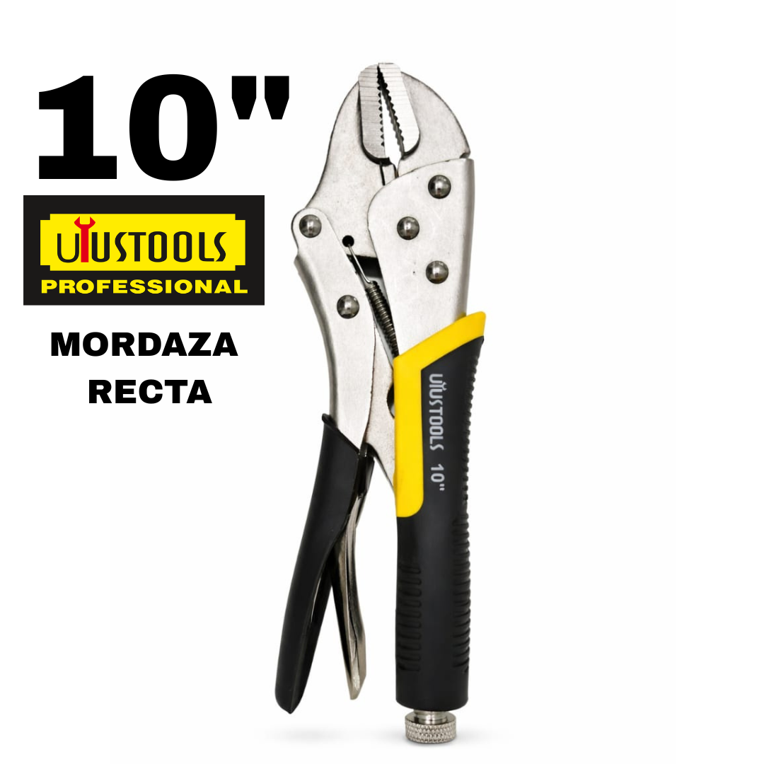 Hombresolo o Alicate de Presión  Mordaza Recta 10" Mango Encauchado Uyustools