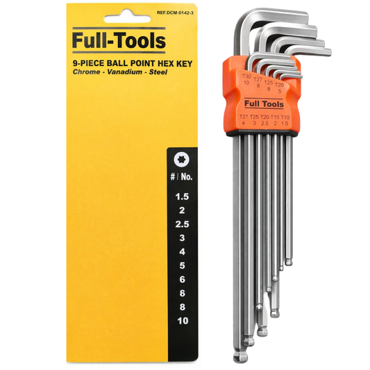 Llaves Bristol  Largas Llaves Allen Punta Bola Set x 9 piezas Fulltools Coltools