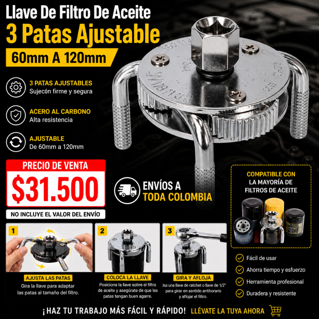 Llave Araña Saca Filtro de Aceite 60 - 120mm Coltools